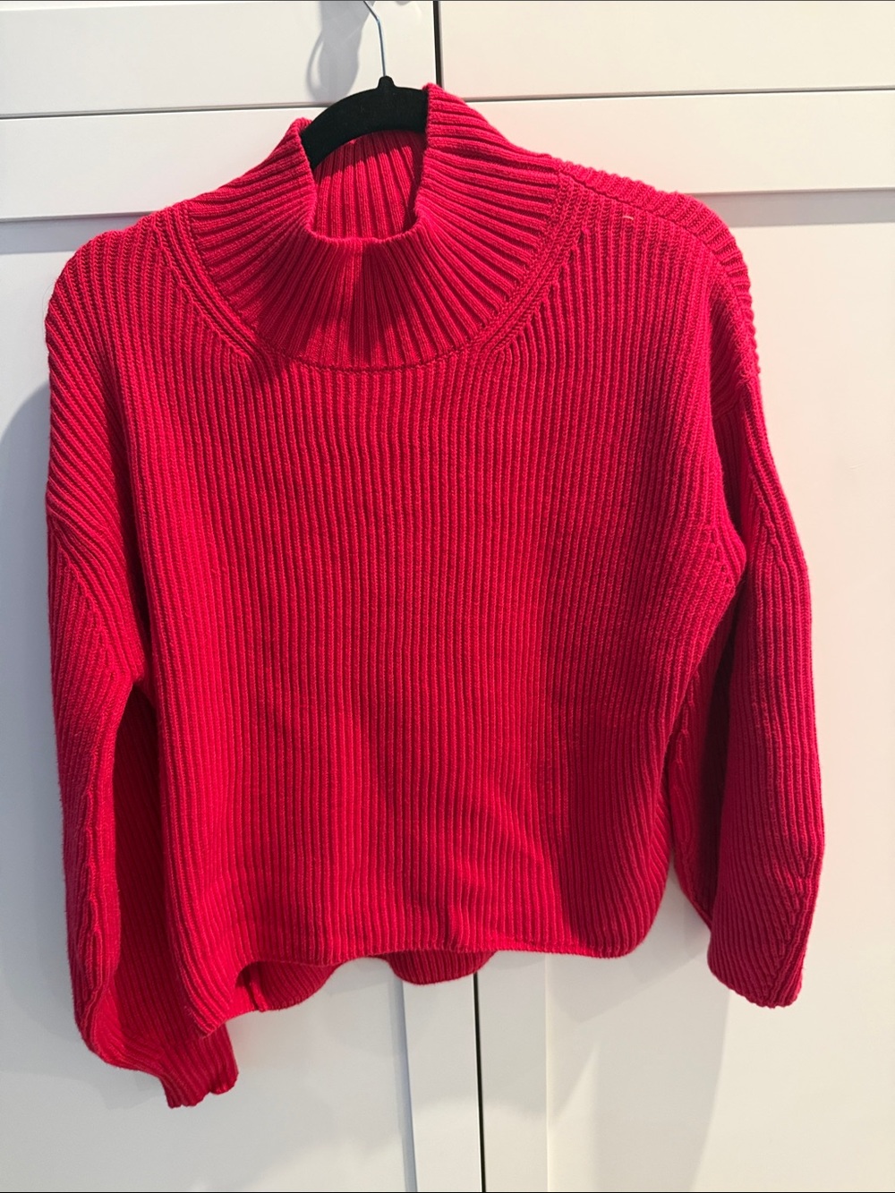 Maeve Hot Pink Ribbed Turtleneck Sweater